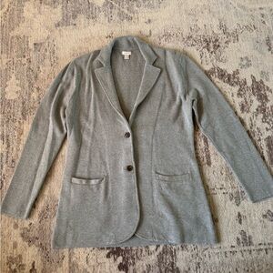J. Crew Gray Knit Sweater Blazer Classic Lapel Relaxed Fit